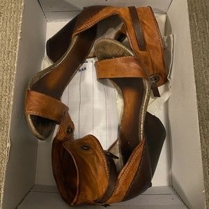 Brown Leather Wedge Sandals